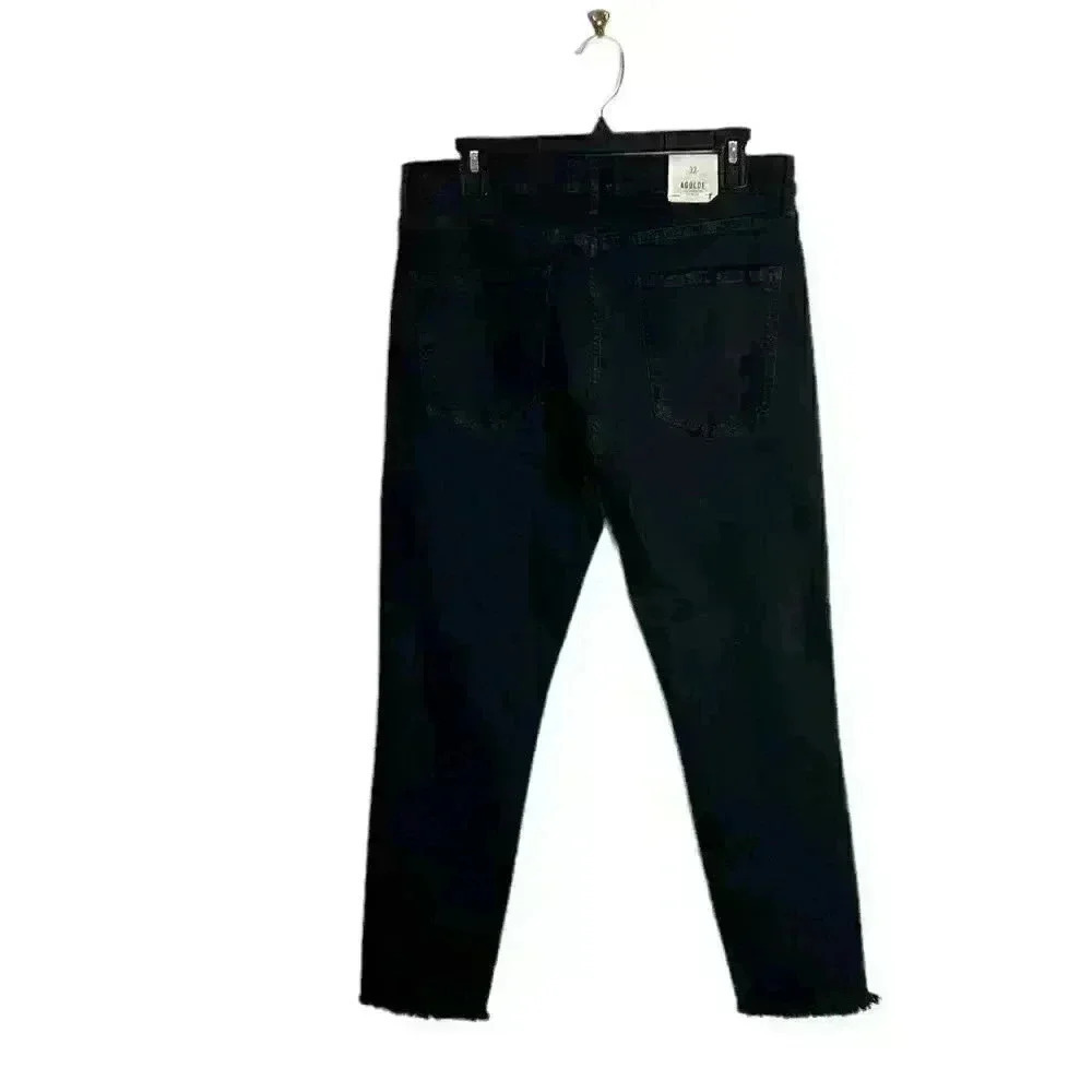 AGOLDE Sophie High Rise Skinny Crop Jeans Black Harlow Destructed Size 32 - Picture 5 of 10